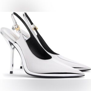 LARROUDE X ALTUZARRA pump in Silver Specchio - Stiletto Slingback Heels